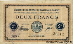 2 Francs FRANCE regionalism and various Montluçon, Gannat 1916 JP.084.26 F