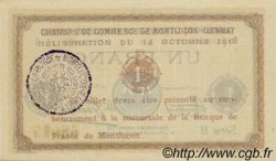 1 Franc FRANCE regionalism and various Montluçon, Gannat 1918 JP.084.42 AU+