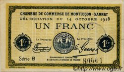 1 Franc FRANCE regionalism and miscellaneous Montluçon, Gannat 1918 JP.084.42 VF - XF
