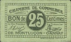 25 Centimes FRANCE regionalismo e varie Montluçon, Gannat 1918 JP.084.71 BB to SPL