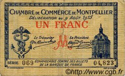 1 Franc FRANCE Regionalismus und verschiedenen Montpellier 1915 JP.085.10 S