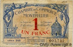 1 Franc FRANCE Regionalismus und verschiedenen Montpellier 1921 JP.085.24 S
