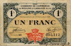 1 Franc FRANCE régionalisme et divers Moulins et Lapalisse 1921 JP.086.24 TB