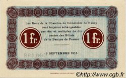 1 Franc FRANCE Regionalismus und verschiedenen Nancy 1915 JP.087.03 fST to ST