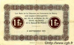1 Franc FRANCE regionalism and various Nancy 1915 JP.087.03 VF - XF