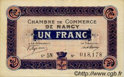 1 Franc FRANCE regionalism and miscellaneous Nancy 1916 JP.087.11 VF - XF