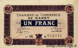 1 Franc FRANCE regionalism and miscellaneous Nancy 1917 JP.087.13 VF - XF