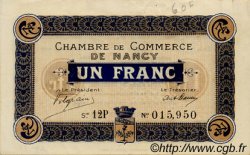 1 Franc FRANCE regionalism and miscellaneous Nancy 1918 JP.087.29 VF - XF