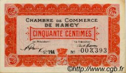 50 Centimes FRANCE regionalism and miscellaneous Nancy 1920 JP.087.37 VF - XF