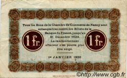 1 Franc FRANCE regionalism and miscellaneous Nancy 1920 JP.087.39 VF - XF