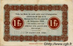 1 Franc FRANCE regionalism and various Nancy 1921 JP.087.45 VF - XF
