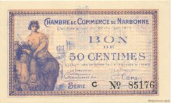 50 Centimes FRANCE regionalismo e varie Narbonne 1915 JP.089.01 AU a FDC