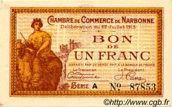 1 Franc FRANCE regionalism and miscellaneous Narbonne 1915 JP.089.02 VF - XF