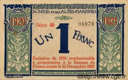 1 Franc FRANCE Regionalismus und verschiedenen Nice 1917 JP.091.07 SS to VZ