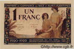 1 Franc FRANCE Regionalismus und verschiedenen Nice 1920 JP.091.11 fST to ST
