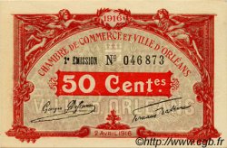 50 Centimes FRANCE regionalismo y varios Orléans 1916 JP.095.08 SC a FDC