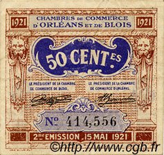 50 Centimes FRANCE Regionalismus und verschiedenen Orléans et Blois 1921 JP.096.05 SS to VZ