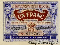 1 Franc FRANCE regionalismo y varios Orléans et Blois 1921 JP.096.07 SC a FDC