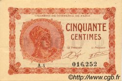 50 Centimes FRANCE regionalismo e varie Paris 1920 JP.097.10 BB to SPL