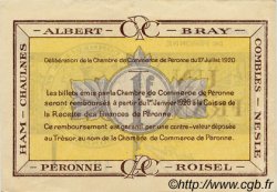 1 Franc FRANCE regionalismo e varie Péronne 1920 JP.099.02 BB to SPL
