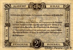 2 Francs FRANCE regionalismo e varie Péronne 1920 JP.099.03 BB to SPL