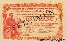 1 Franc Spécimen FRANCE regionalismo e varie Perpignan 1915 JP.100.08 BB to SPL
