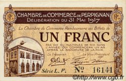 1 Franc FRANCE regionalism and miscellaneous Perpignan 1917 JP.100.23 AU+