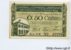 50 Centimes FRANCE regionalismo e varie Perpignan 1919 JP.100.25 AU a FDC