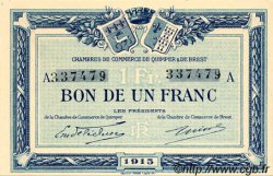 1 Franc FRANCE regionalism and various Quimper et Brest 1915 JP.104.02 VF - XF