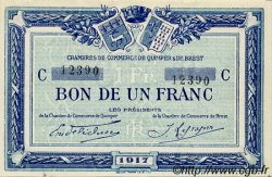 1 Franc FRANCE regionalism and miscellaneous Quimper et Brest 1917 JP.104.08 VF - XF