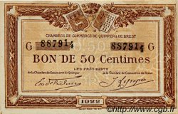 50 Centimes FRANCE Regionalismus und verschiedenen Quimper et Brest 1922 JP.104.22 SS to VZ
