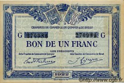 1 Franc FRANCE régionalisme et divers Quimper et Brest 1922 JP.104.23 TTB à SUP