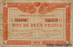 2 Francs FRANCE regionalismo y varios Quimper et Brest 1922 JP.104.24 BC