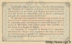 50 Centimes FRANCE regionalism and various Rennes et Saint-Malo 1915 JP.105.01 AU+