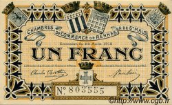1 Franc FRANCE regionalismo y varios Rennes et Saint-Malo 1915 JP.105.03 SC a FDC