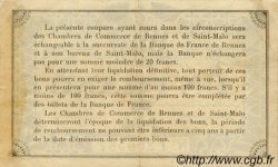 1 Franc FRANCE régionalisme et divers Rennes et Saint-Malo 1915 JP.105.07 TTB à SUP