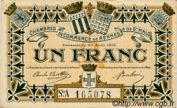1 Franc FRANCE régionalisme et divers Rennes et Saint-Malo 1915 JP.105.11 TTB à SUP