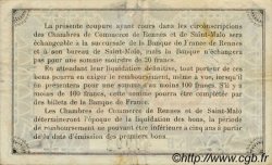 50 Centimes FRANCE regionalismo e varie Rennes et Saint-Malo 1915 JP.105.13 BB to SPL