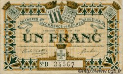 1 Franc FRANCE Regionalismus und verschiedenen Rennes et Saint-Malo 1915 JP.105.15 S