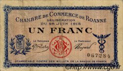 1 Franc FRANCE regionalismo y varios Roanne 1915 JP.106.02 BC