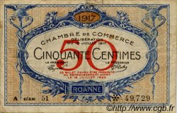50 Centimes FRANCE régionalisme et divers Roanne 1917 JP.106.15 TB