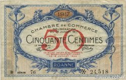 50 Centimes FRANCE regionalismo y varios Roanne 1917 JP.106.16 BC