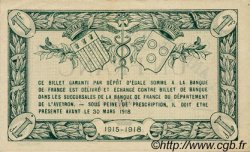1 Franc Annulé FRANCE regionalismo e varie Rodez et Millau 1915 JP.108.07 AU a FDC
