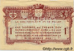 1 Franc Annulé FRANCE Regionalismus und verschiedenen Rodez et Millau 1921 JP.108.19 SS to VZ