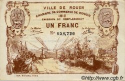 1 Franc FRANCE regionalism and various Rouen 1918 JP.110.39 AU+