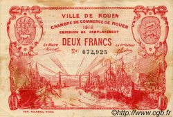 2 Francs FRANCE regionalismo e varie Rouen 1918 JP.110.41 BB to SPL