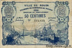 50 Centimes FRANCE Regionalismus und verschiedenen Rouen 1920 JP.110.46 S