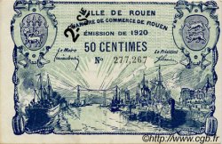 50 Centimes FRANCE regionalism and miscellaneous Rouen 1920 JP.110.53 AU+