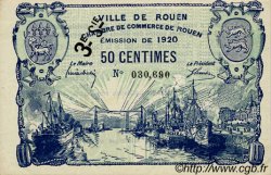 50 Centimes FRANCE regionalismo e varie Rouen 1920 JP.110.61 AU a FDC