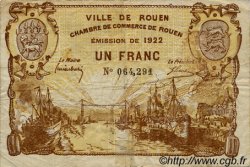 1 Franc FRANCE regionalism and miscellaneous Rouen 1922 JP.110.65 F